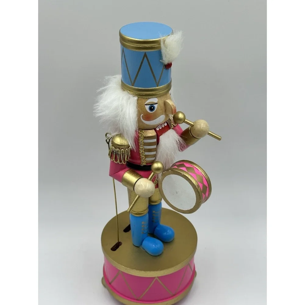 Pink Blue Drummer Nutcracker 🎄 Jingles & Joy Musical Drum 12